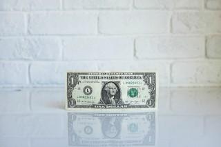 Dollar bill on a counter
