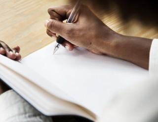 Hand writing notebook