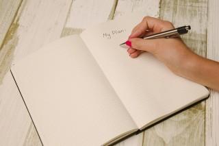 hand writing in notebook
