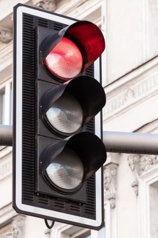 stoplight lit red