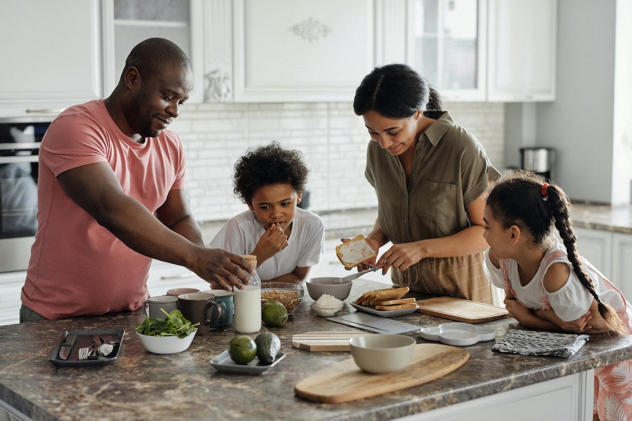 a family baking